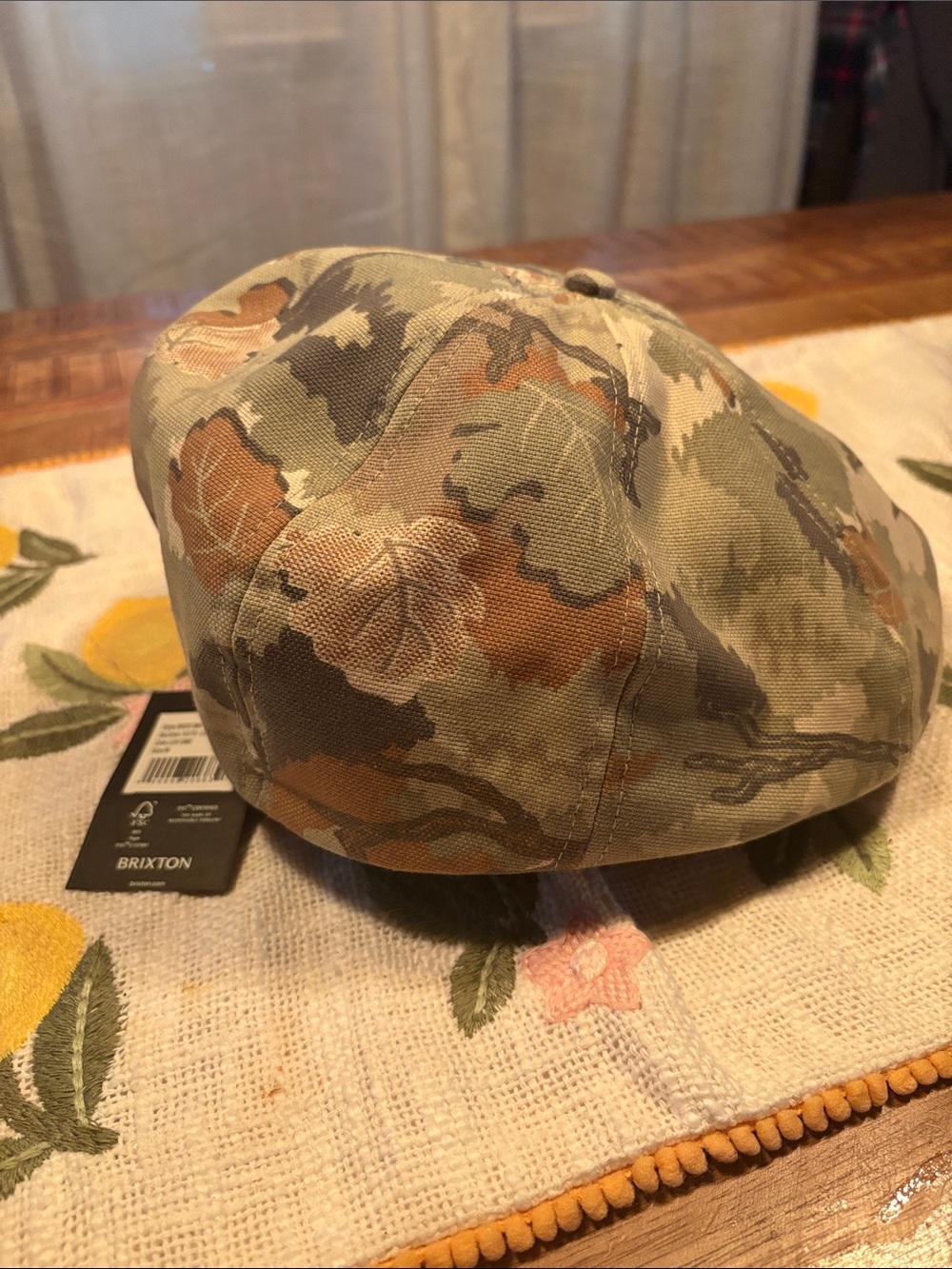 Brixton Camo Newsboy Cap in Green, Brown and Tan